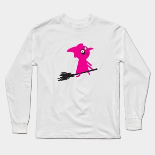 Halloween Witch on Broom Long Sleeve T-Shirt